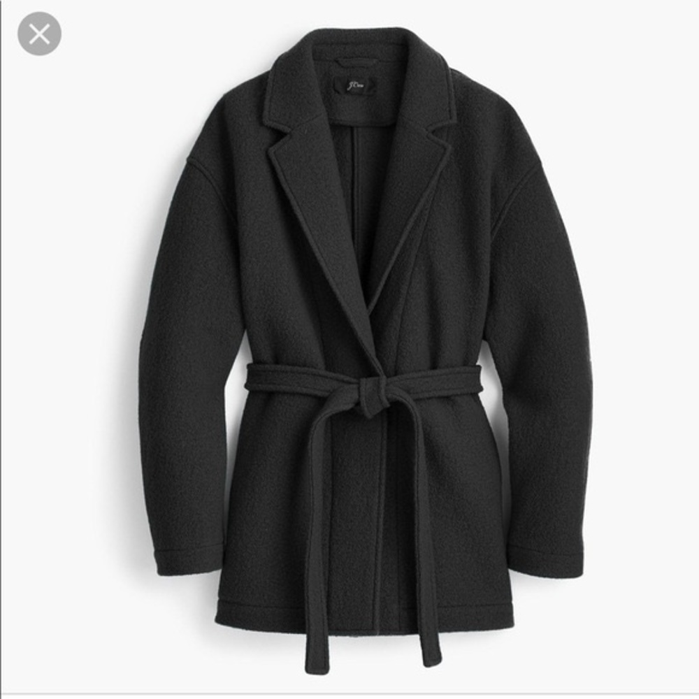J.Crew black wool wrap short coat, size XXS